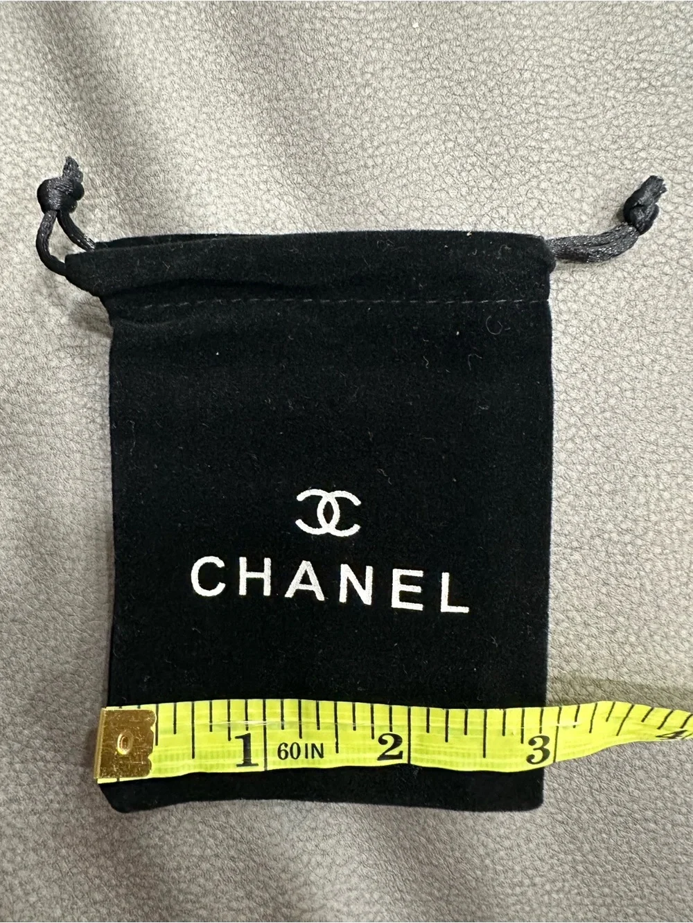 Two Chanel Faux Suede Drawstring Pouch Jewelry dust Bags